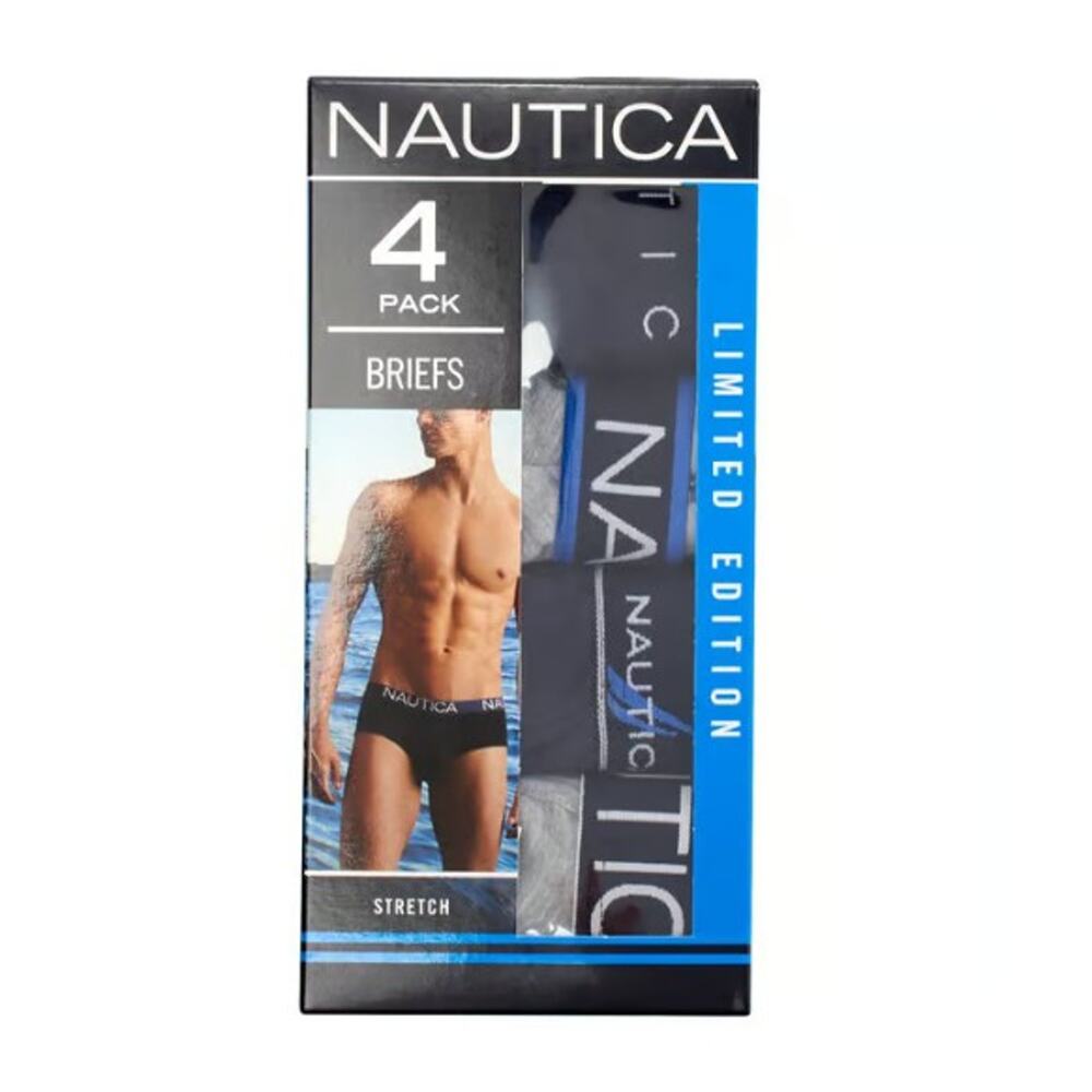 Nautica Men's Large 36-38 Heathers Briefs 4-Pack Gray Blue NIB